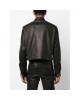Front press-stud fastening leather jacket