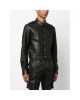 Front press-stud fastening leather jacket