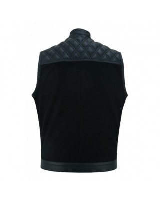 Leather and Denim Combo Biker Vest